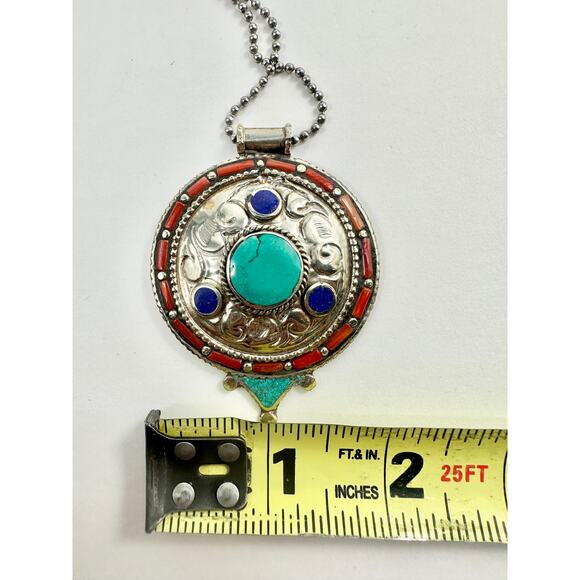Tibetan Silver Pendant‎ Necklace Handmade Boho - Picture 4 of 6